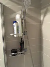 Shelf Organizer Rack-Holder Shampoo Soap Shower-Storage Aluminum-Basket for with Hooks