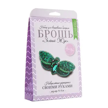 

Нбр-18015/1 set for embroidery with beads: Brooch "green beetle".