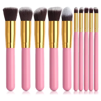 

10 pcs Profesyonel Make up Brush set kit makeup cosmetic powder eyeliner lash pink stick white hair eyeash palette cute color