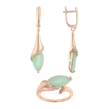 

Jewelry high quality for women sets qsy. Long hanging drop earrings with stones. Women ring with green zircon