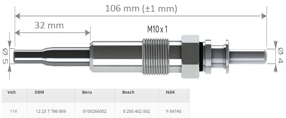 Bross автозапчасти BGP21 1 шт. нагреватель свечение заглушки GX2106 12237786869 GE102 0100266002 0 250 402