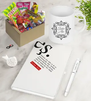 

Personalized Co Meaning Nostalgic Lezzetler Notebook Pen Mug Gift Set