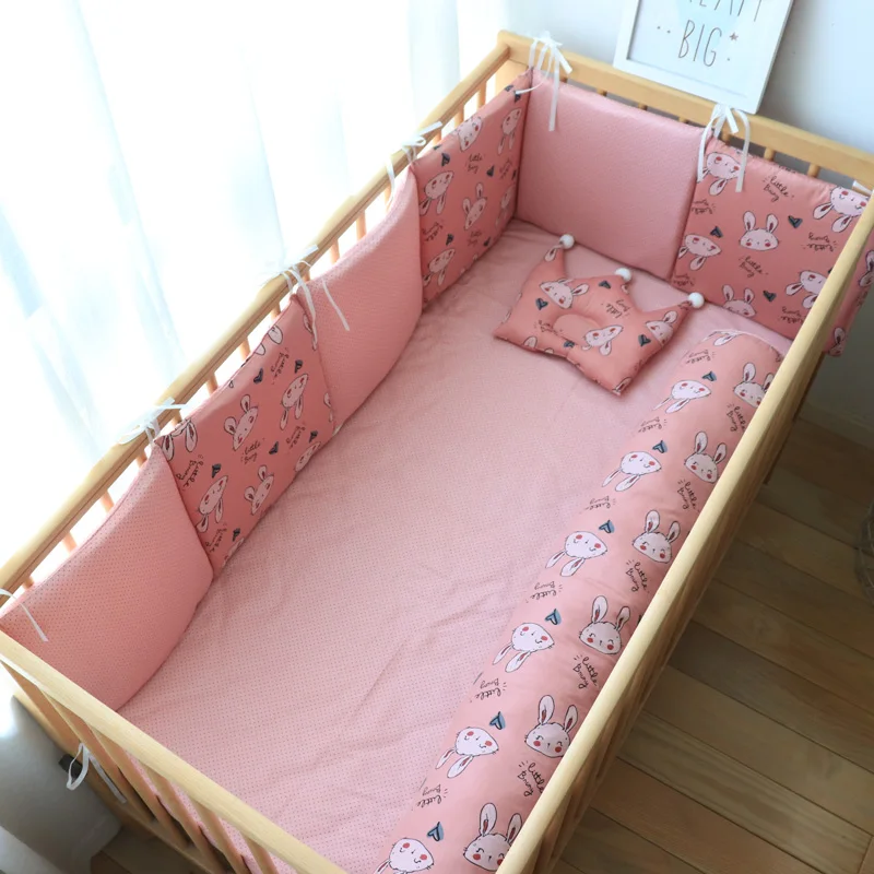 Tour de Lit 6 Pièces Ensemble 30*30cm Pare-choc Literie Enfant Lit Bébé  Rose