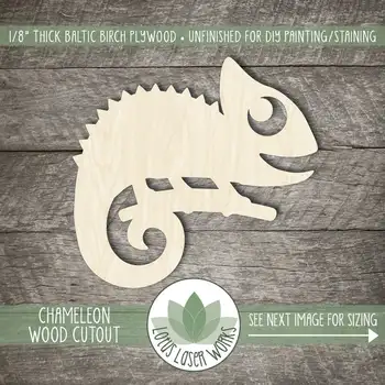 

Chameleon Wood Cutout, Blank Wood Shapes, Wooden Chameleon Shape, Laser Cut Animals