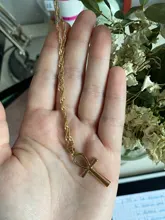 Collar sencillo con colgante de Cruz egipcia para mujer, gargantilla de aleación de Zinc, Estilo Vintage europeo, Color plateado