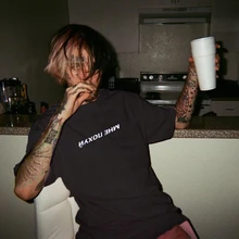 Мужская одежда летняя Стильная мужская футболка с российскими надписями, футболка с круглым вырезом Модные хлопковые футболки для мужчин, черные футболки