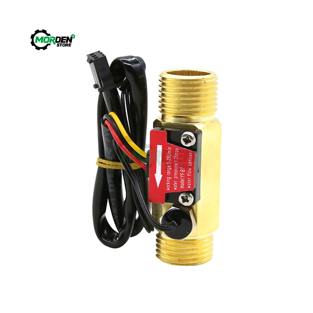 YF-B7 Hall Flowmeter Water Flow Sensor With Temperature Detection Metal Flowmeter Turbine Flow Meter Copper Sensor Accessories