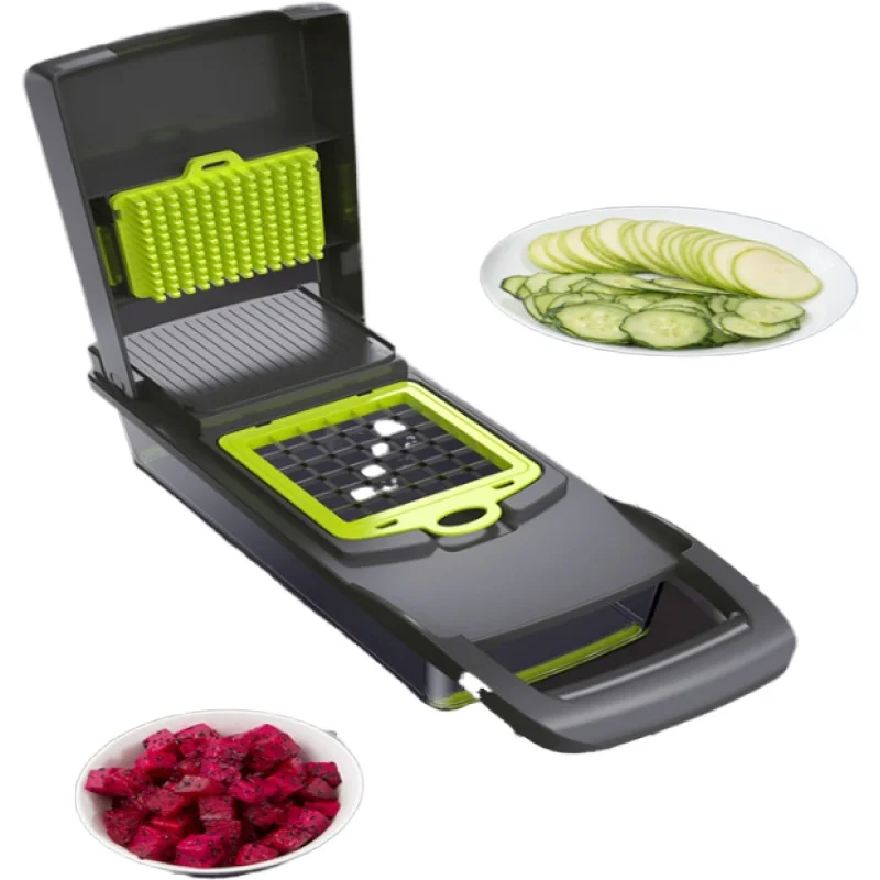 

Fruit and Vegetable Cutter Dicer Kitchen Accessories Tools and Gadgets Onion Multifunctional Safe Chopper Slicer with container