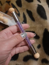 1 pincel de decoración de uñas con degradado, bolígrafo de dibujo de pintura con 4 cabezales de esponja de repuesto, herramienta de manicura con mango de diamante de imitación de doble extremo NB14 #