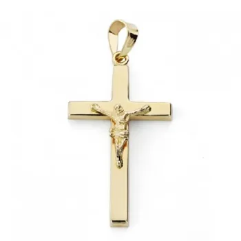 

18KTES CROSS SMOOTH WITH CHRIST 25X15 MM