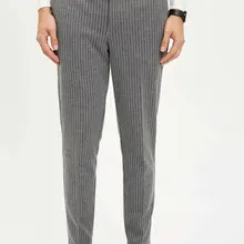 Дефакто мужские формальные брюки на шнурке повседневные полосатые прямые свободные брюки для мужчин Высокое качество Длинные брюки для мужчин-L6655AZ19AU