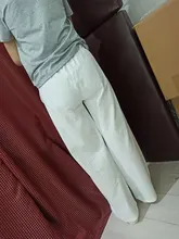 Cotton Pants Harem Elastic-Waist Gray Loose Blue White Female Casual Womens for Soft