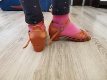 Zapatos de salón tango salsa Latino para niñas, zapatos de tacón bajo, 20 colores