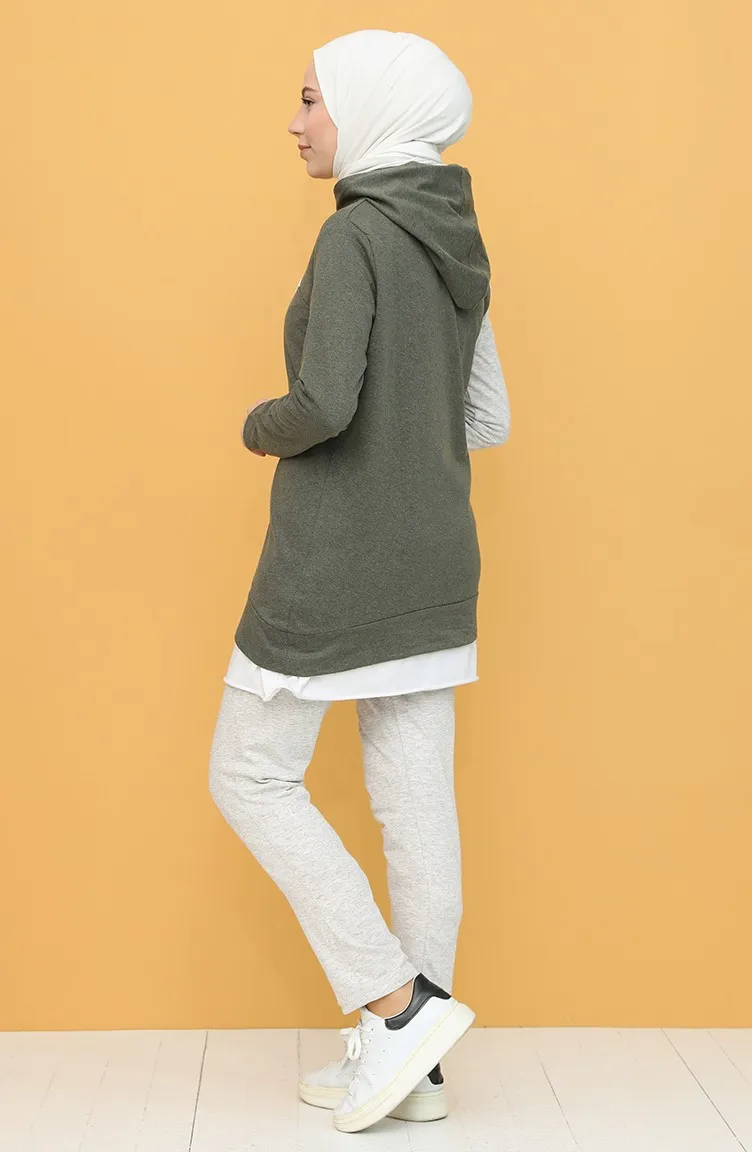 Hooded Garnish Tracksuit Suit Women Fashion Muslim Clothing Headscarf Comfortable Sports Seasonal Unlined Cotton Fabric Elastic