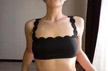 INGAGA-Bikinis de realce para mujer, traje de baño con borde festoneado, bañador de banda Negro, Bikini liso para mujer, ropa de playa 2021