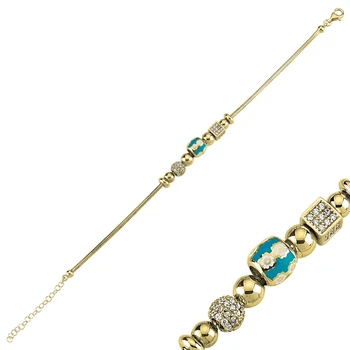 

KUTAYDAN 925 Sterling Silver Zircon Stone and Cabochons Moving Dangle Flower Pattern Bangle