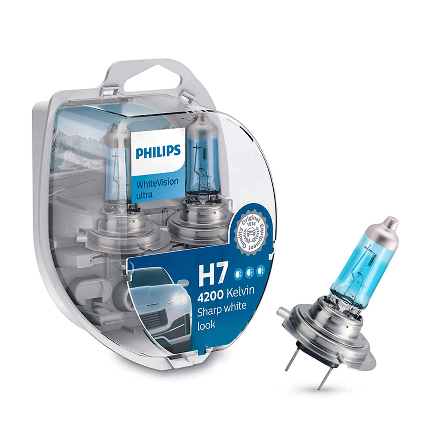 Лампа галогенная Philips WhiteVision ultra H7W5W 12V 55W PX26d, 2 шт. (art.: 3920ba7b586cd) - 3920ba7b586cd