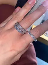 Huitan-anillo de compromiso con Circonia cúbica para mujer, sortija de compromiso, de boda, de lujo, cuadrado, Micro pavé, promesa de amor, gran oferta