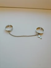 Anillo de cadena cruzada Vintage para mujer y hombre, anillo con articulación ajustable, combinación integrada, HIPHOP, Punk, joyería de fiesta