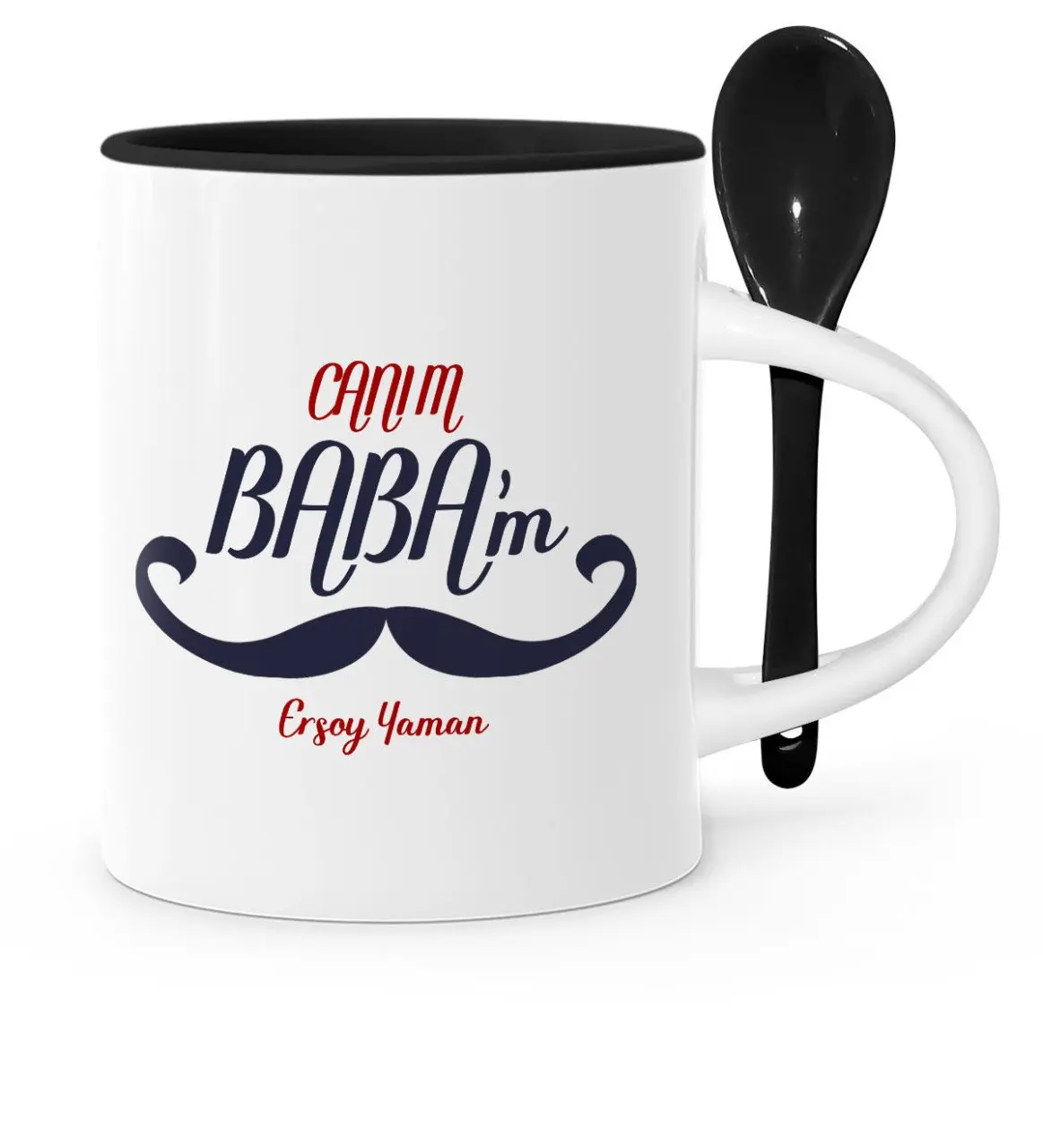 

Father's Day Custom Dear Dad Black Spoon Mug Cup-10