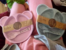 Vajilla de oso de dibujos animados para bebé, plato, cuchara, tenedor, para alimentación, entrenamiento, paja de trigo, anticalor