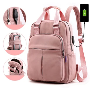 

large capacity USB charging preppy style laptop backpack schoolbag