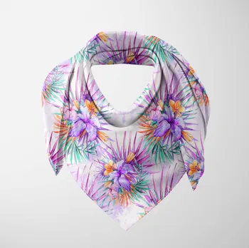 

Else Purple Orange Jungle Tropical Leaves 3d Printed Square Rayon Fabric Neck Head Floral Pattern Scarf Scarves Women Hijab
