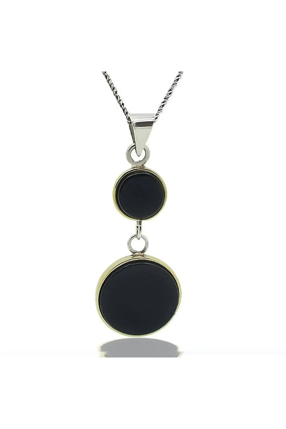 

Silver Round Black Onyx Cubic Zirconia Authentic Lady Necklace