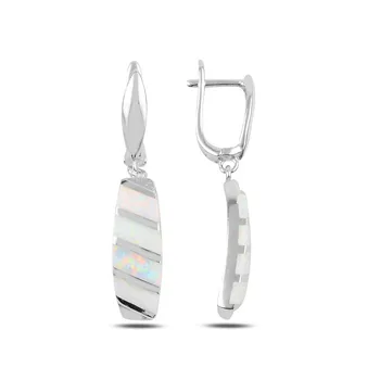 

Teleplus Opal Cubic Zirconia Dangle J Earrings 925 Sterling Silver
