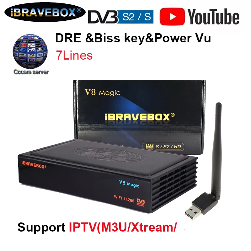 IBRAVEBOX V8 Magic Cccam IPTV спутниковый ресивер цифровой DVB S/S2 H.265 встроенный WIFI Поддержка EPG