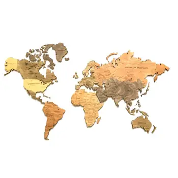 

World map of wood Russian version decoration