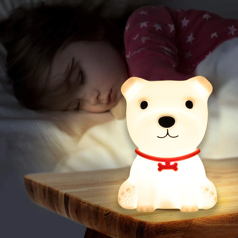 LED Children Night Light Sensor Lights Lampe Dog Remote Control  Table Lamp Bedroom Decoration Baby Kids Christmas Kawaii Gifts