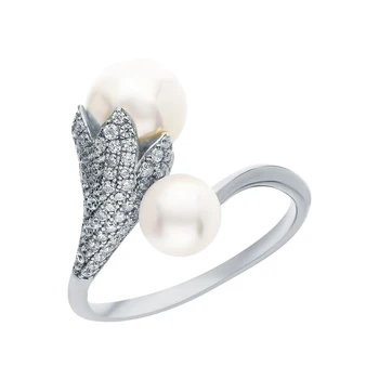 

Silver ring with imitation pearls and cubic zirconia sunlight sample 925