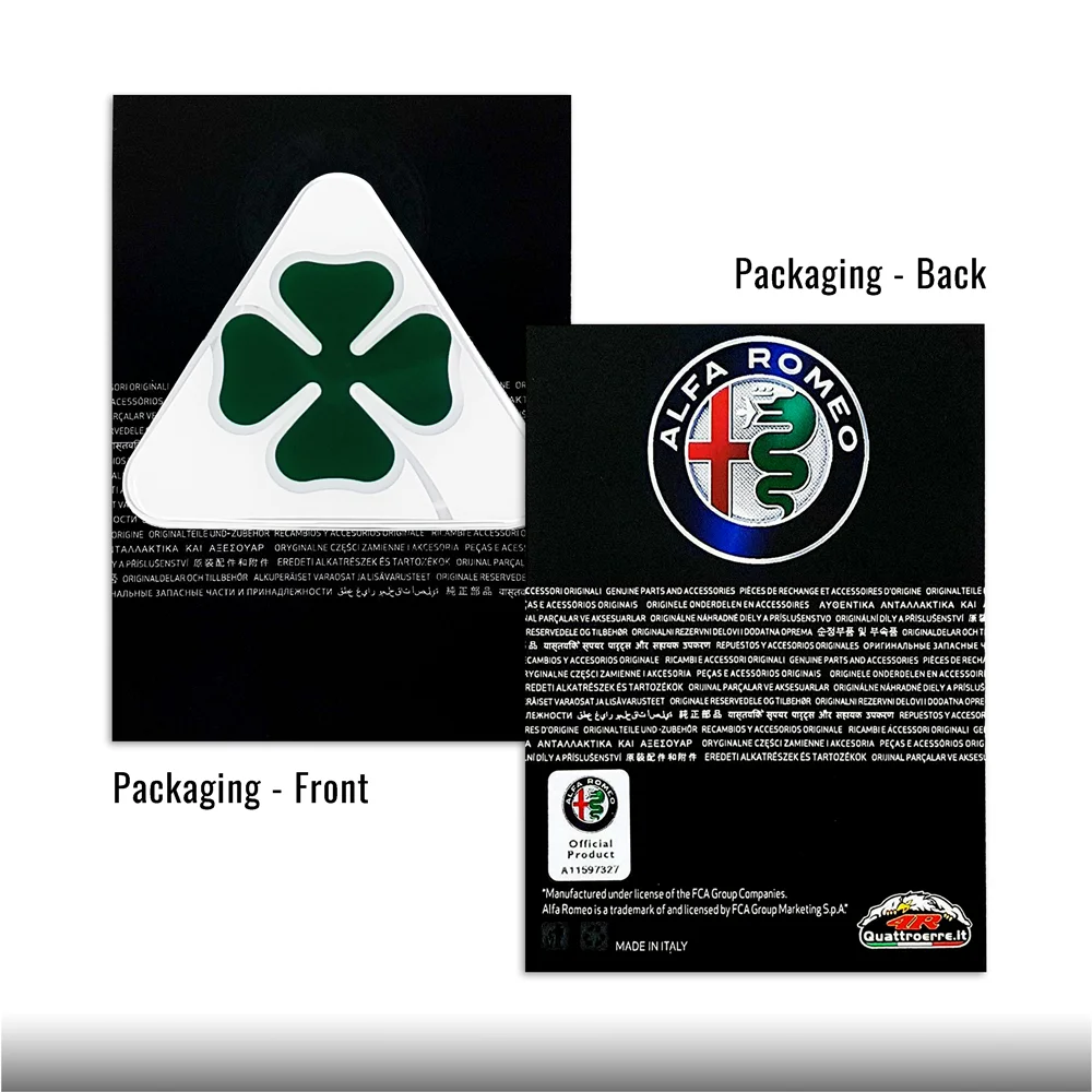 Alfa Romeo наклейка официальная 3D Quadrifoglio Verde 2 штуки Dx+ SX