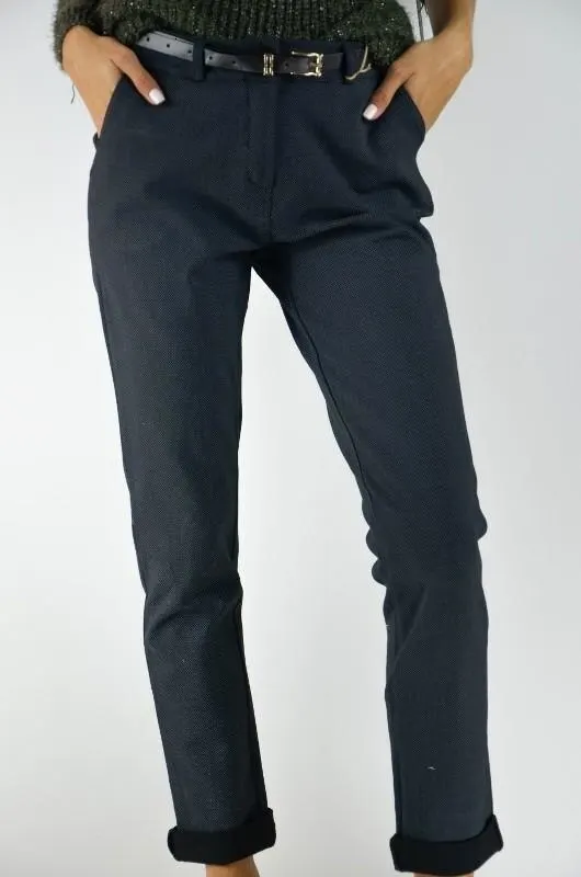 GREYMODA PANTALÓN MUJER CINTURÓN Pique TERCIOPELO