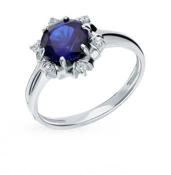 

Silver ring with sapphires and cubic zirconia sunlight sample 925