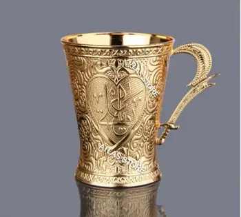

Tea Milk Coffee Patterned Cup Gold Color Mug