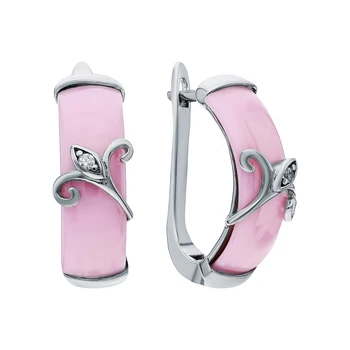 

Silver earrings with ceramics and cubic zirconia sunlight sample 925 test