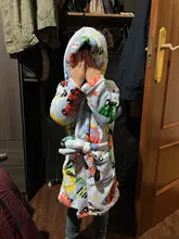 Batas de baño para niños, pijamas de franela cálidos con estampado de dibujos animados, para Otoño e Invierno