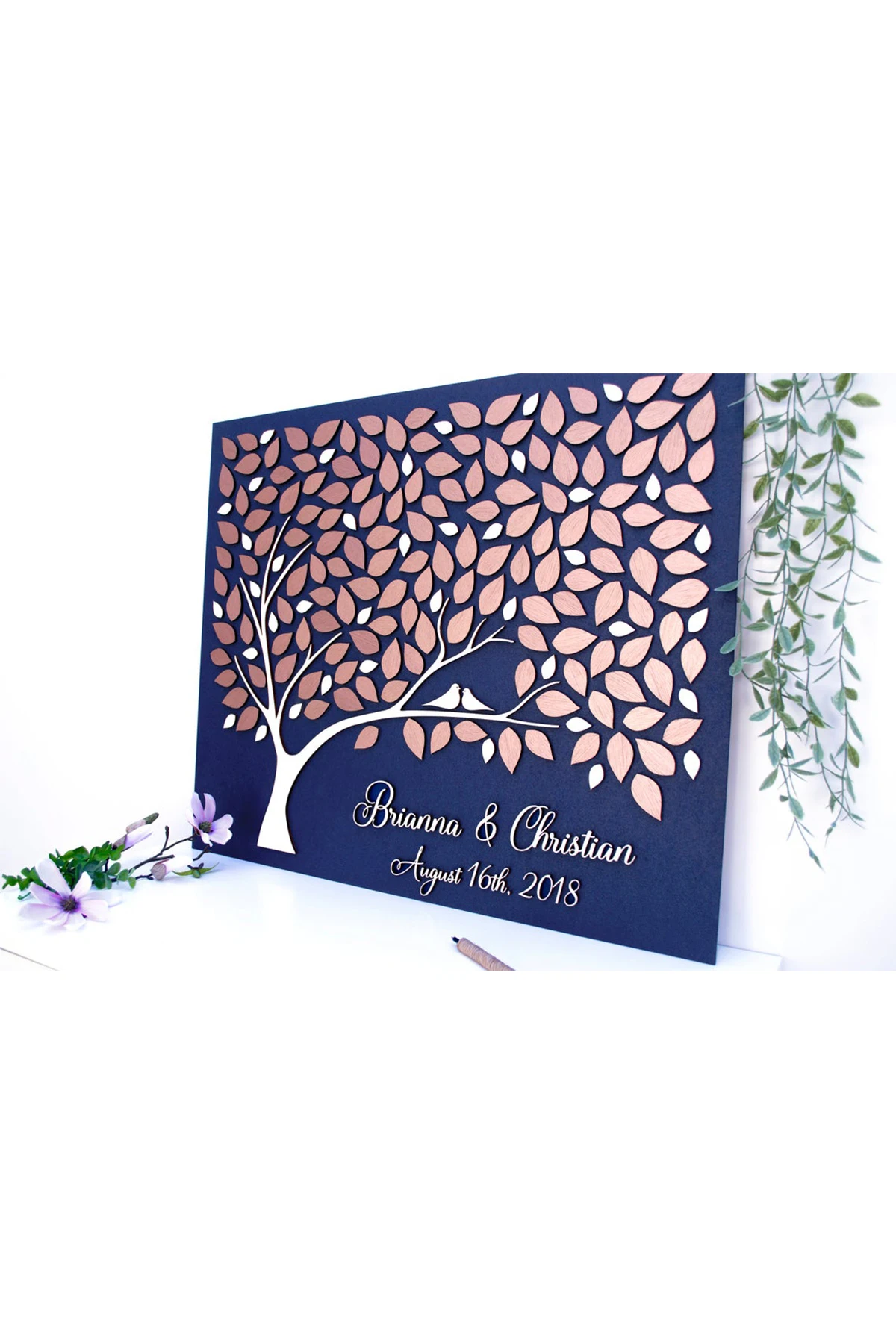 Wedding Guest Visitor Signature Book Wooden Personalized Alternatives to Names Date Mr and Mrs Mariage 3D Love Valentine's Rusti | Дом и