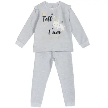 

Chicco pajamas, print tell me, long sleeve, for girls, light gray