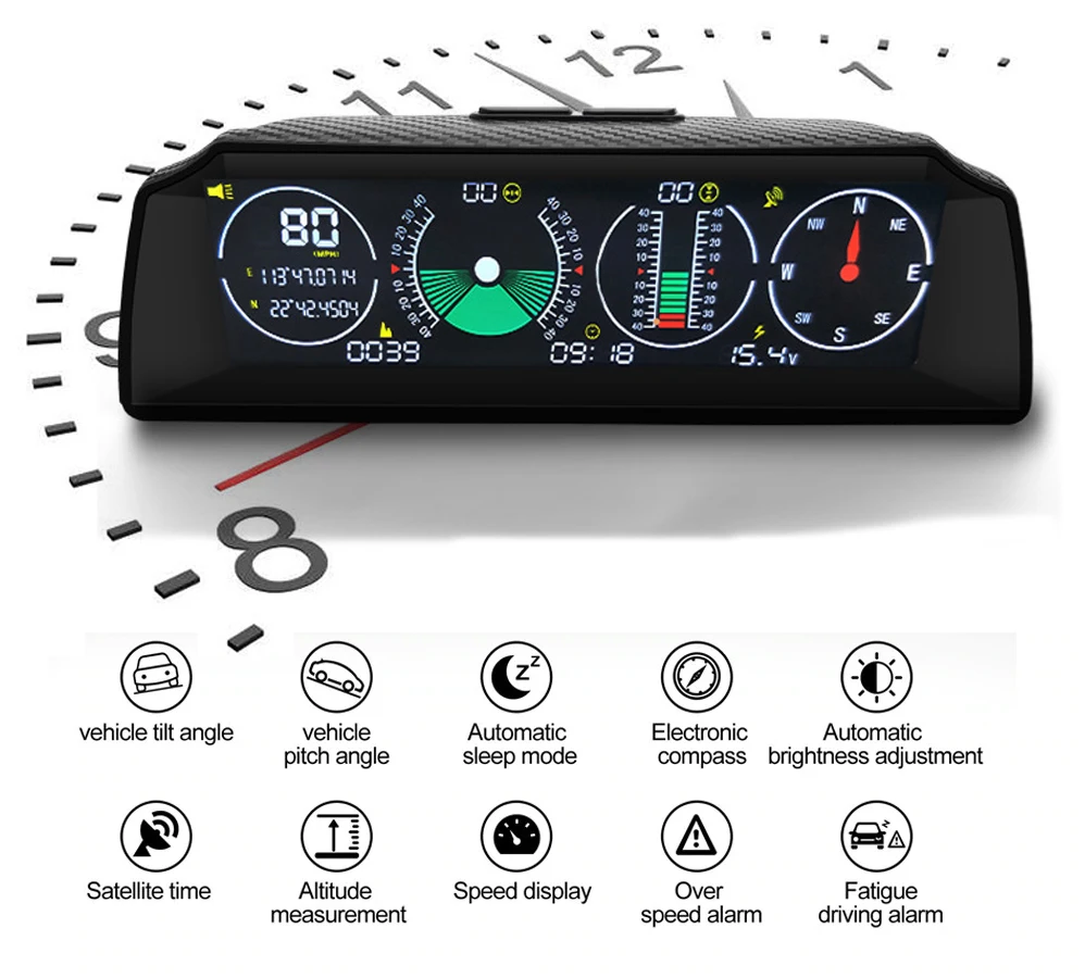 X90 GPS/OBD2 скорость PMH KMH наклон метр Инклинометр автомобильный компас HUD угол