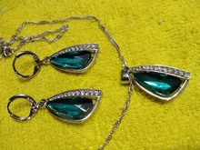 Juegos de joyas para mujer, bodas, Plata de Ley 925, collar de circonia cúbica verde, juegos de pendientes