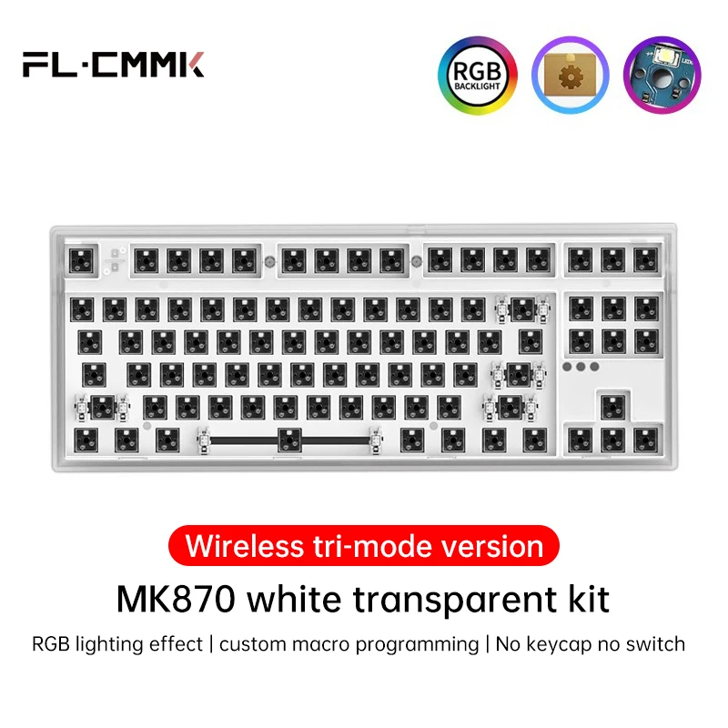 keyboard with touchpad for pc FL·ESPORTS Mk870 Wireless Mechanical Keyboard Kit 87-Key Hot-Swappable Full-Key RGB Compatible 3/5-Pin Switch Support Driver keyboard with touchpad for pc Keyboards