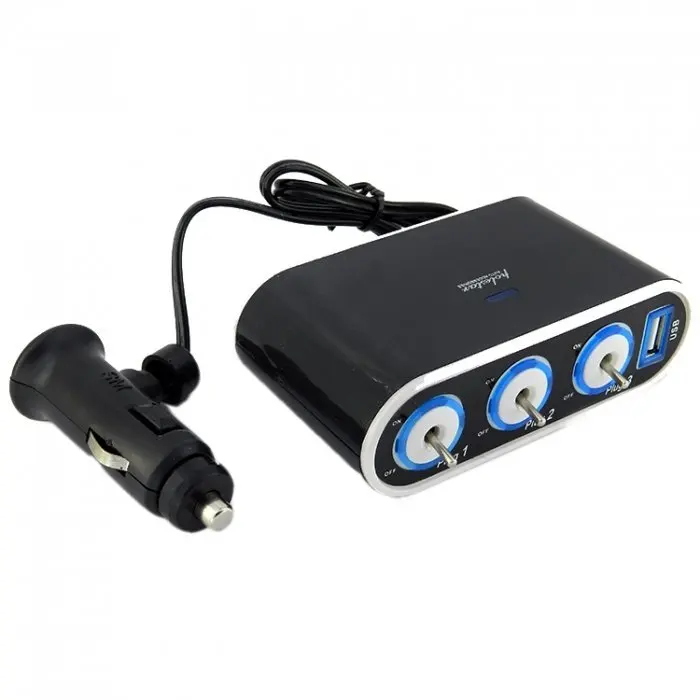 Разветвитель прикуривателя с USB с переключателем WF-0306