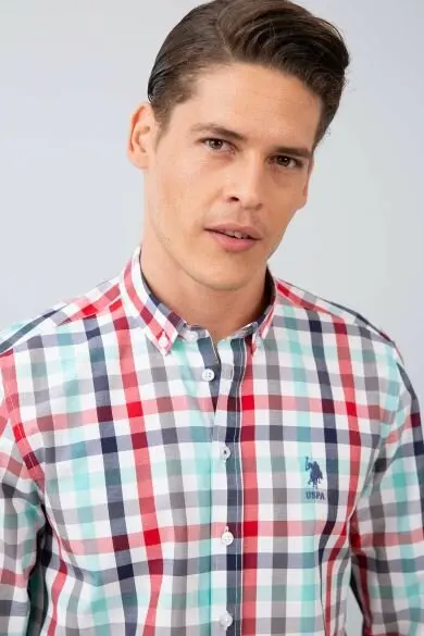 Uss. POLO ASSN. Мужские тканые Gomlek - Цвет: Красный
