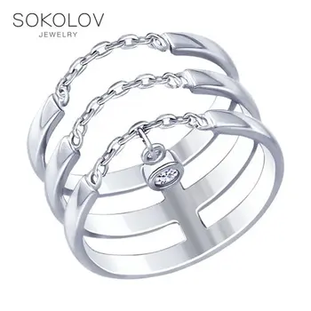 

SOKOLOV ring of silver with phianite fashion jewelry 925 women's male