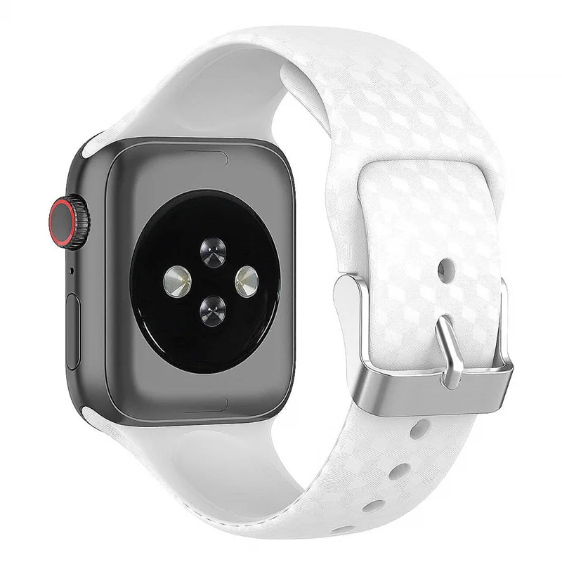 3D текстурный ремешок для Apple watch 5 ремешок 44 мм 40 мм iwatch 38 мм 42 мм спортивный силиконовый ремешок для часов Браслет Apple watch 4 3 2 1 44 - Цвет ремешка: white