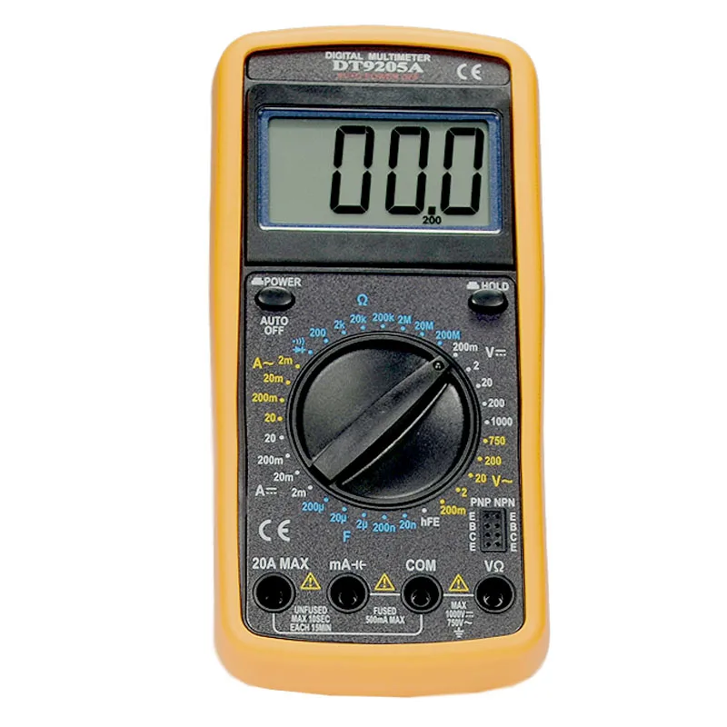 Мультиметр (тестер) цифровой DT9205A 750V/20A 3.5 разрядный ж/к дисплей | Инструменты