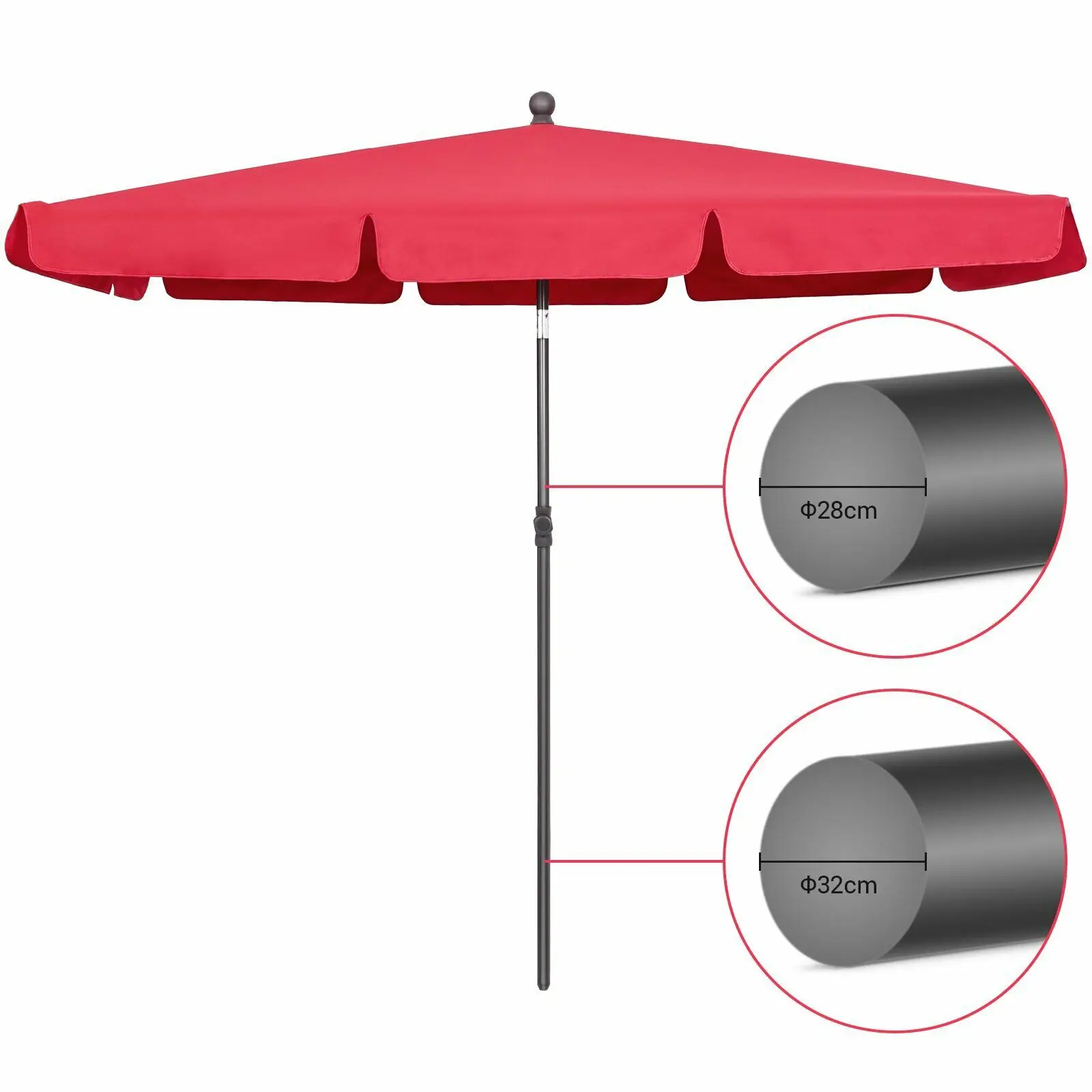 2x1.25 m, guarda-chuva do mercado proteção uv